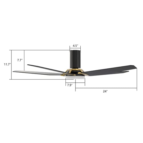 Carro USA Woodrow 48 inch 5-Blade Flush Mount Smart Ceiling Fan with LED Light Kit & Remote