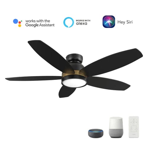 Carro USA Granville 48 inch 5-Blade Flush Mount Smart Ceiling Fan with LED Light Kit & Remote