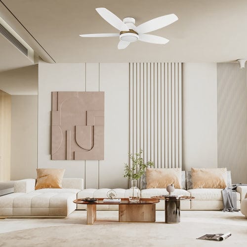 Carro USA Granville 48 inch 5-Blade Flush Mount Smart Ceiling Fan with LED Light Kit & Remote