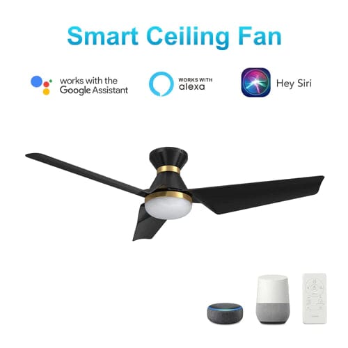 Carro USA Kreis 52 inch Flush Mount 3-Blade Smart Ceiling Fan with LED Light Kit & Remote