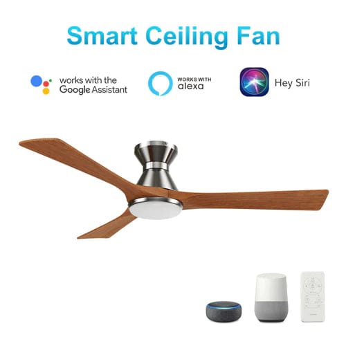 Carro USA Nicolet 52 inch 3-Blade Flush Mount Smart Ceiling Fan with LED Light Kit & Remote