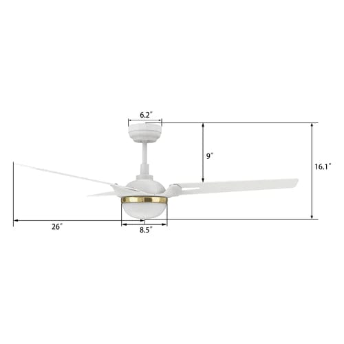 Carro USA Bedford 52 inch 3-Blade Smart Ceiling Fan with LED Light Kit & Remote Control