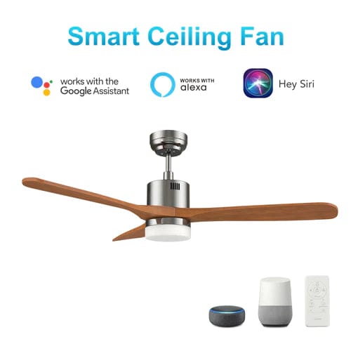 Carro USA Palmer 52 inch 3-Blade Smart Ceiling Fan with LED Light Kit & Remote