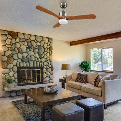 Carro USA Palmer 52 inch 3-Blade Smart Ceiling Fan with LED Light Kit & Remote