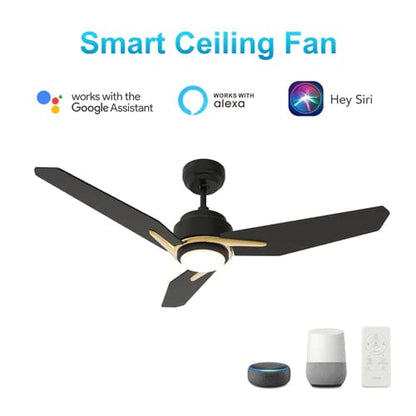 Carro USA Tracer 52 inch 3-Blade Smart Ceiling Fan with LED Light Kit & Remote Control