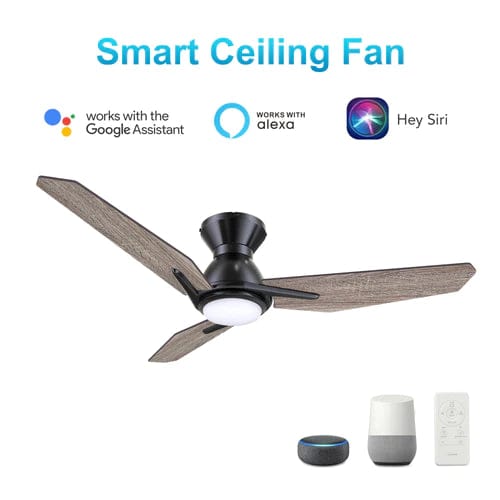 Carro USA Calen 52 inch 3-Blade Flush Mount Smart Ceiling Fan with LED Light Kit & Remote Control