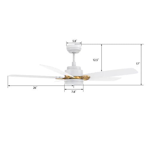 Carro USA Peyton 52 inch 5-Blade Smart Ceiling Fan with LED Light Kit & Remote Control