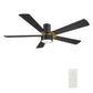 Carro USA Wichita 52 inch 5-Blade Flush Mount Smart Ceiling Fan with LED Light Kit & Remote