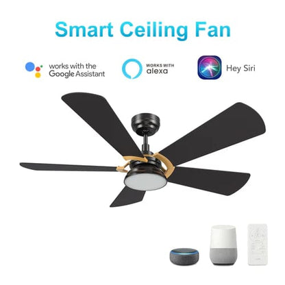 Carro USA Savili 52 inch 5-Blade Smart Ceiling Fan with LED Light Kit & Remote Control