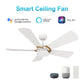 Carro USA Savili 52 inch 5-Blade Smart Ceiling Fan with LED Light Kit & Remote Control