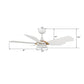 Carro USA Savili 52 inch 5-Blade Smart Ceiling Fan with LED Light Kit & Remote Control