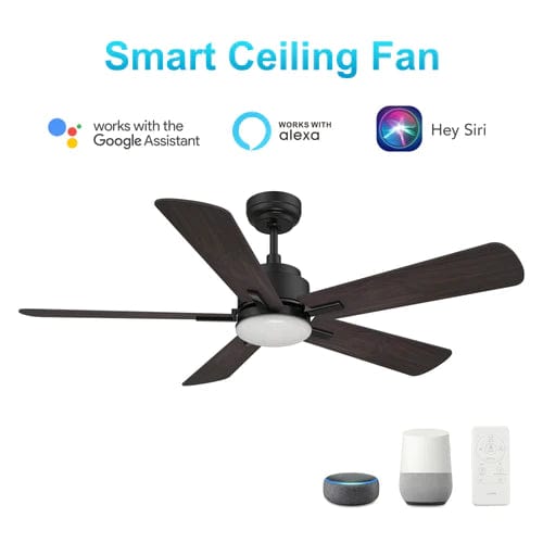 Carro USA Olinda 52 inch 5-Blade Smart Ceiling Fan with LED Light Kit & Remote