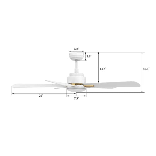 Carro USA Olinda 52 inch 5-Blade Smart Ceiling Fan with LED Light Kit & Remote