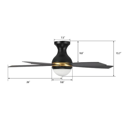 Carro USA Twister 52 inch 5-Blade Flush Mount Smart Ceiling Fan with LED Light Kit & Remote