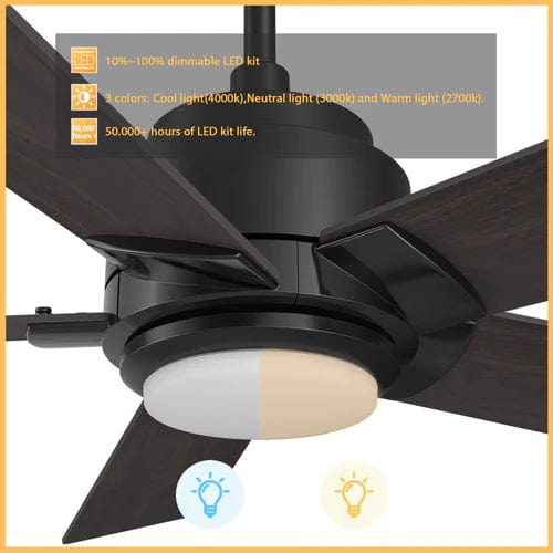 Carro USA Ascender 56 inch 5-Blade Smart Ceiling Fan with LED Light & Remote Control