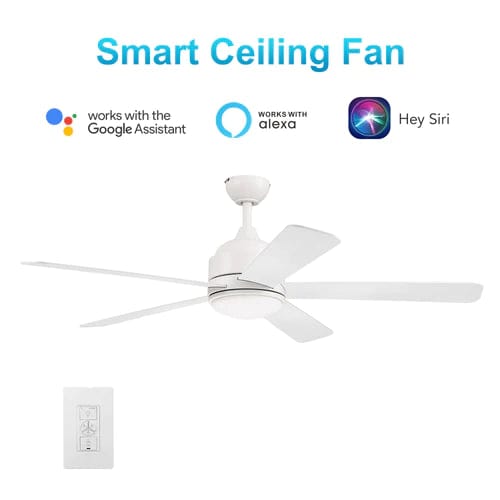 Carro USA Simoy 52 inch 5-Blade Smart Ceiling Fan with LED Light Kit & Wall Switch