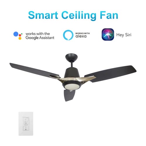 Carro USA Eunoia 52 inch 3-Blade Smart Ceiling Fan with LED Light Kit & Wall Switch