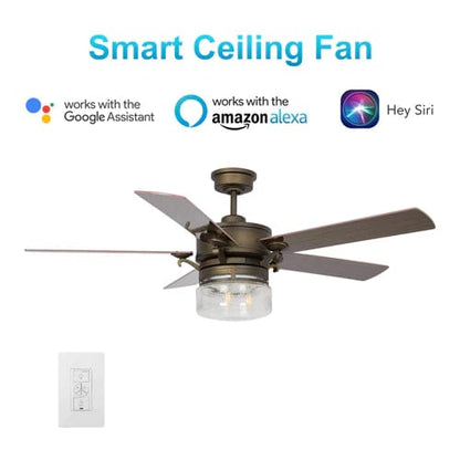 Carro USA Alexia 52 inch 5-Blade Smart Ceiling Fan with Smart Wall Switch