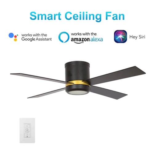 Carro USA Arlington 52 inch 4-Blade Flush Mount Smart Ceiling Fan with LED Light Kit & Wall Switch