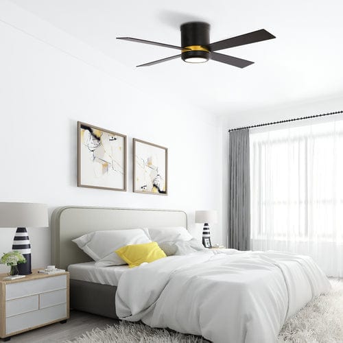 Carro USA Arlington 52 inch 4-Blade Flush Mount Smart Ceiling Fan with LED Light Kit & Wall Switch