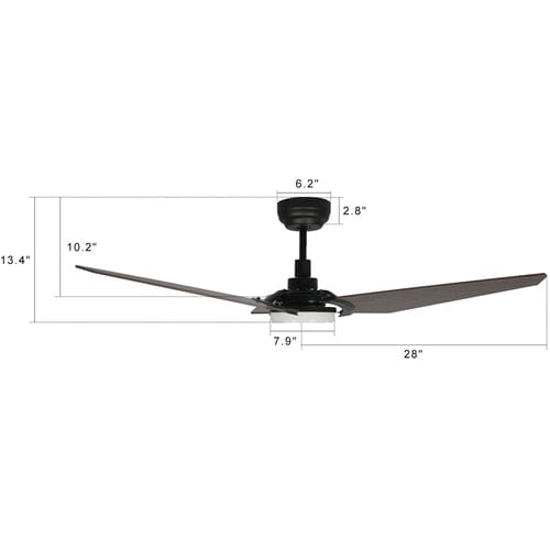 Carro USA Kaj 56 inch 3-Blade Smart Ceiling Fan with LED Light Kit & Remote