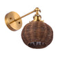 1-Light Traditional Rattan Golden Wall Sconce Light