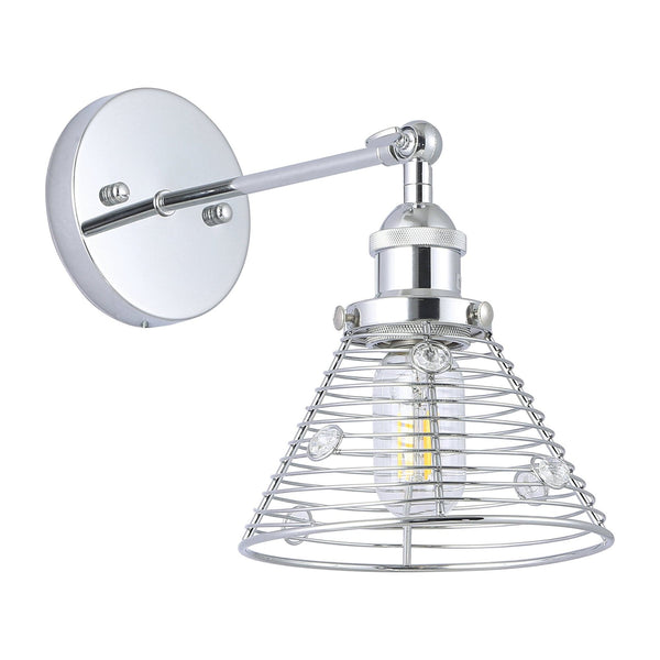 1-Light Modern Silver Wall Scone Light