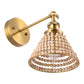 1-Light Modern Golden Wall Scone Light with Wooden Beads