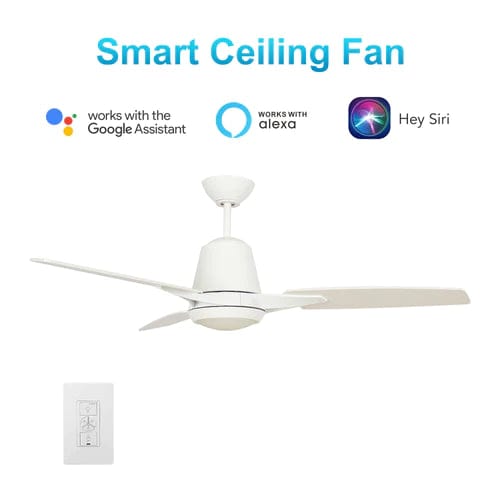 Carro USA Eunoia 52 inch 3-Blade Smart Ceiling Fan with LED Light Kit & Wall Switch