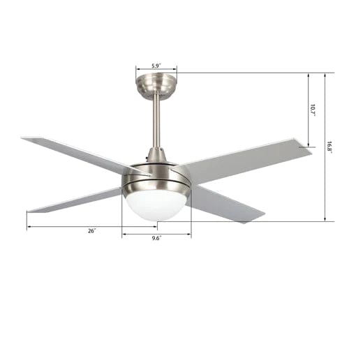 Carro USA Neva 52 inch 4-Blade Smart Ceiling Fan with LED Light Kit & Smart Wall Switch