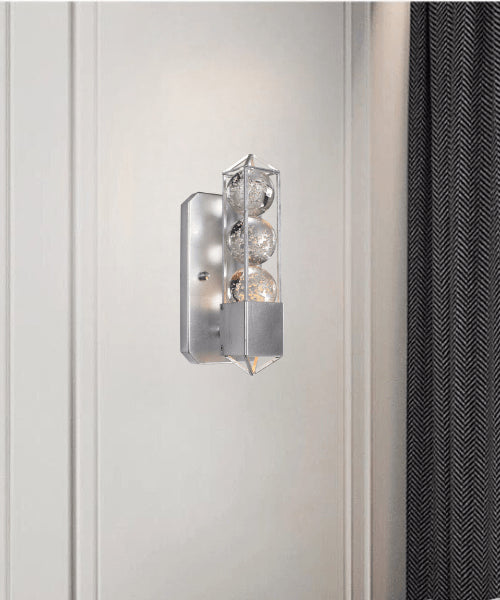 Zeev Lighting 1-Light 10" Modern Orb Silver Leaf Vertical Wall Sconce