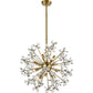 Zeev Lighting 12-Light Floral Crystal Pedal Sputnik Aged Brass Pendant Light