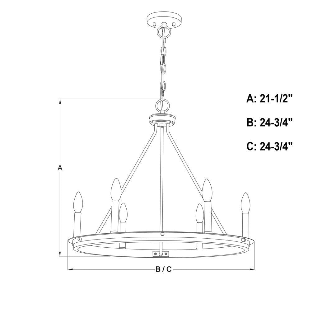 Russel 24.75-in. 6 Light Chandelier