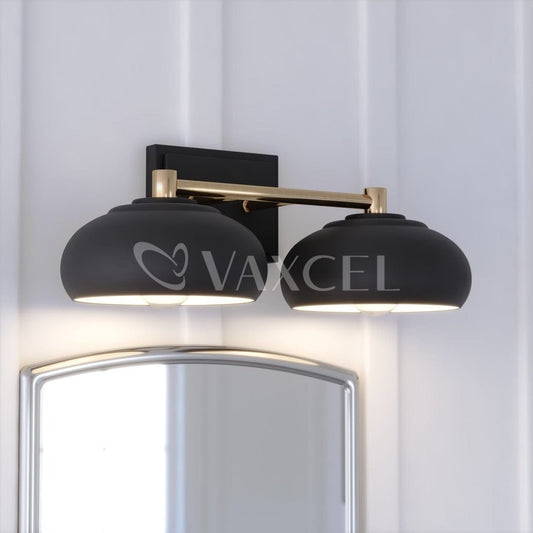 Belmont 2 Light Vanity Matte Black and Satin Brass