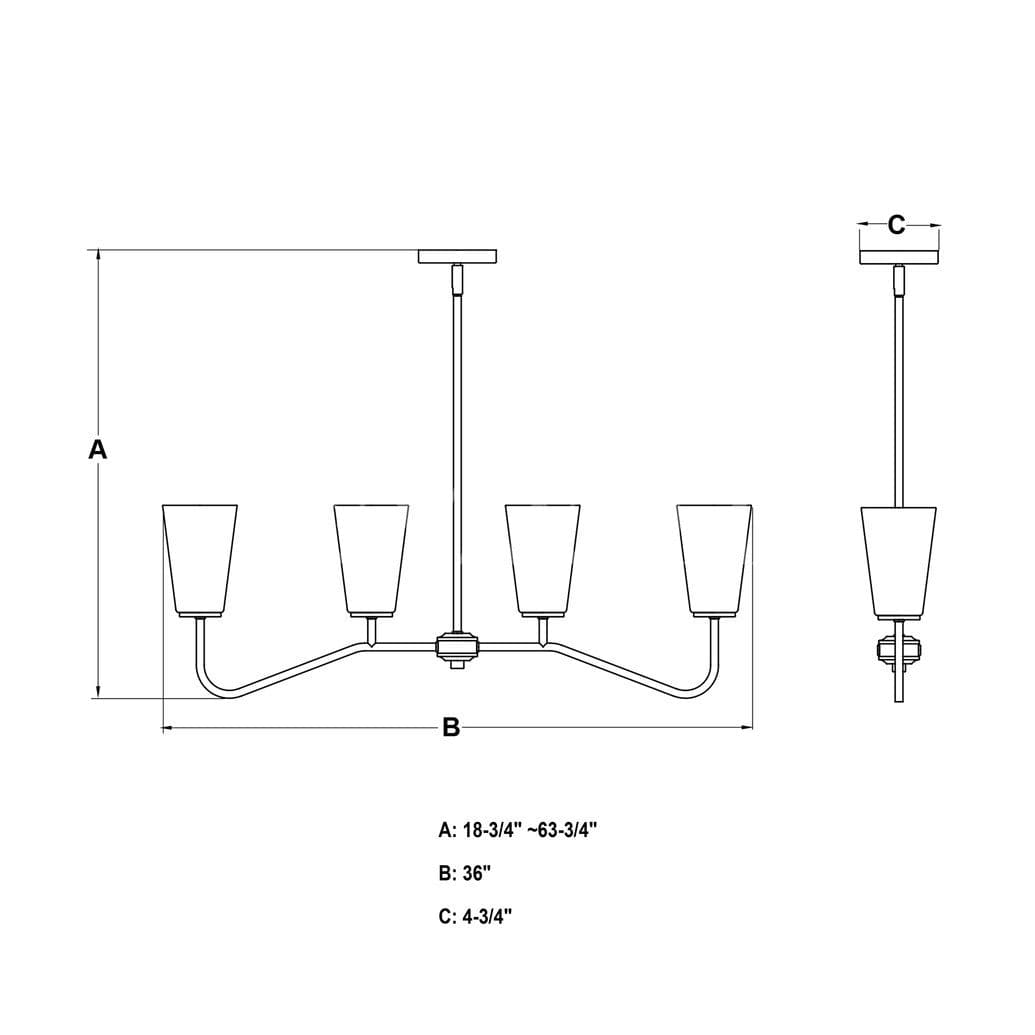 Beverly 36-in 4 Light Linear Chandelier