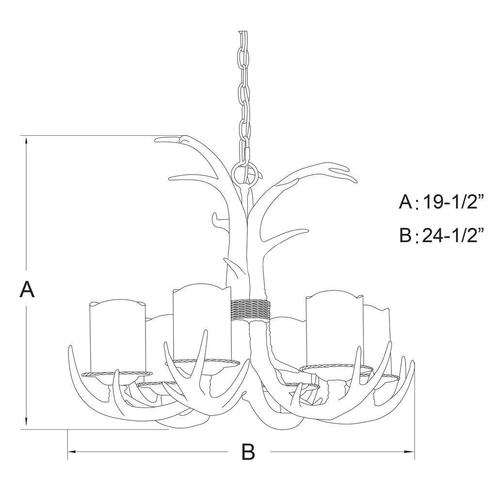 Yoho 6 Light Antler Chandelier