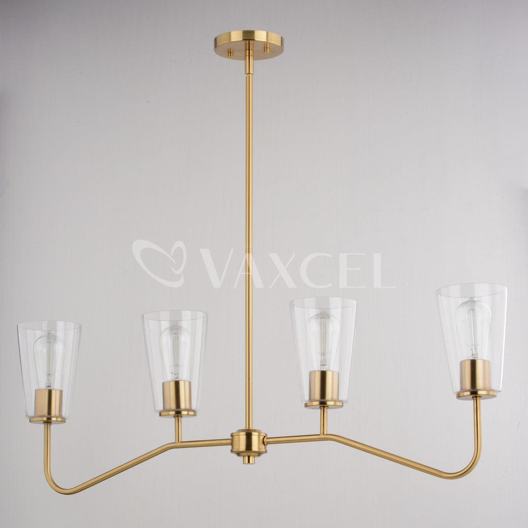 Beverly 36-in 4 Light Linear Chandelier Muted Brass