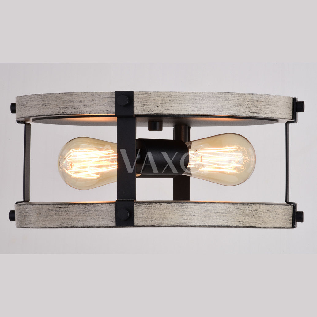 Danvers 13-in Flush Mount Textured Black and Weathered Gray