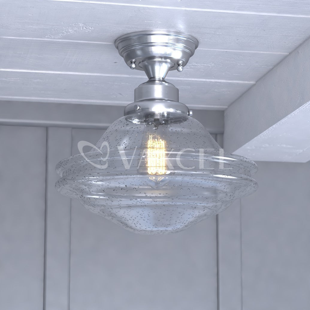 Huntley 12-in Semi Flush Ceiling Light (Clear Glass/Milk Glass)