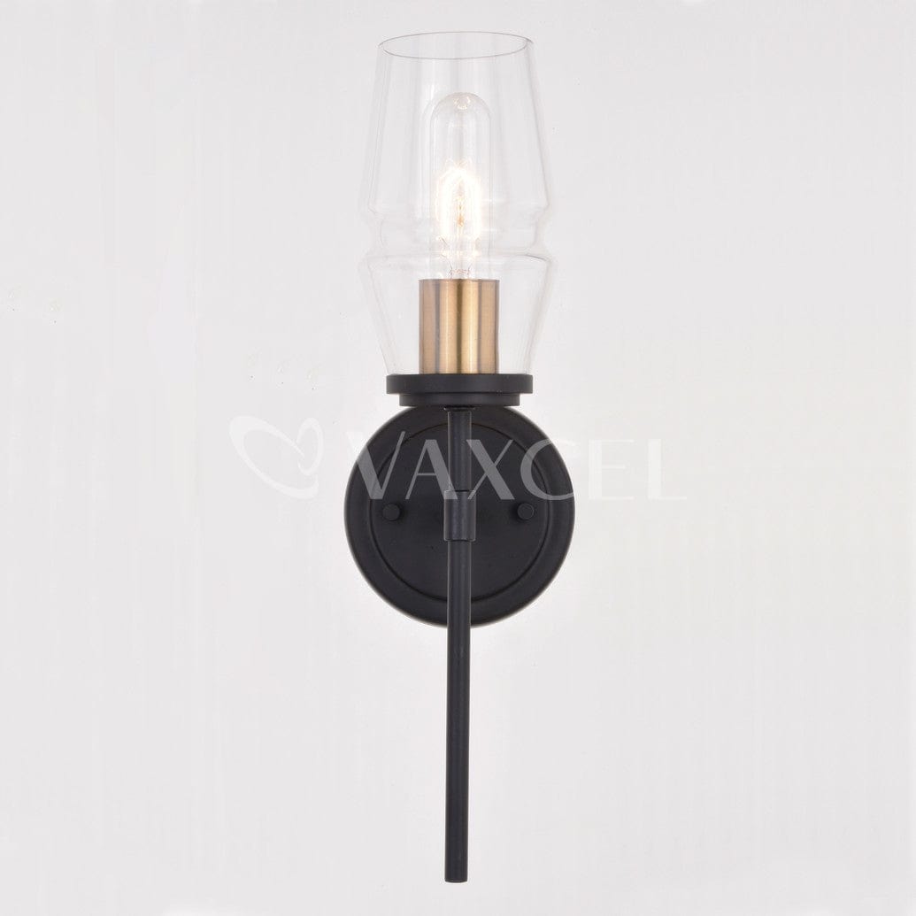 Warren 1 Light Wall Light Matte Black and Brushed Brass