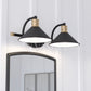 Akron 2 Light Vanity Matte Black and Natural Brass with Matte White