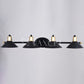 Akron 4 Light Vanity Matte Black and Natural Brass with Matte White