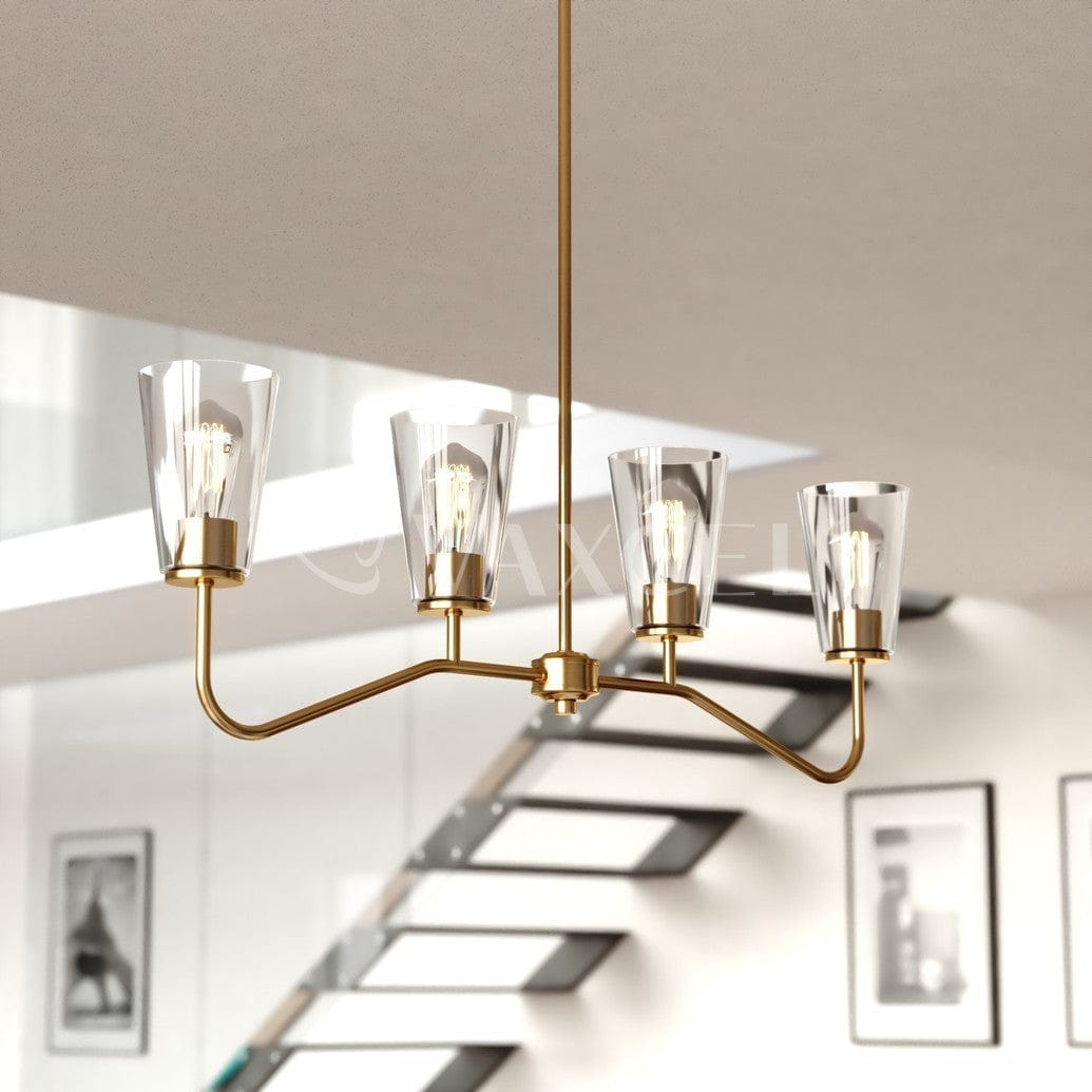 Beverly 36-in 4 Light Linear Chandelier Muted Brass