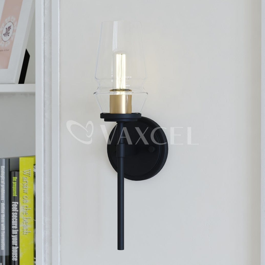 Warren 1 Light Wall Light Matte Black and Brushed Brass