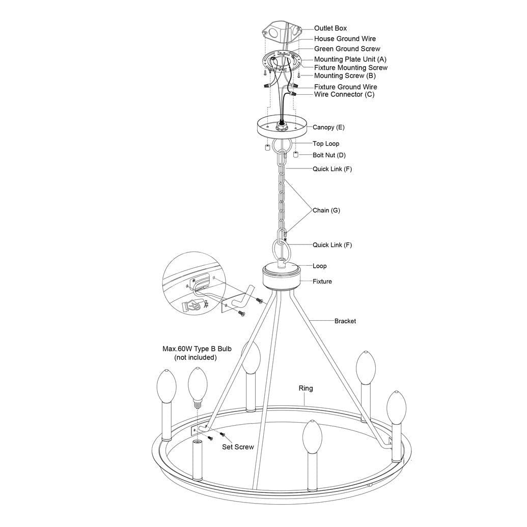 Russel 24.75-in. 6 Light Chandelier