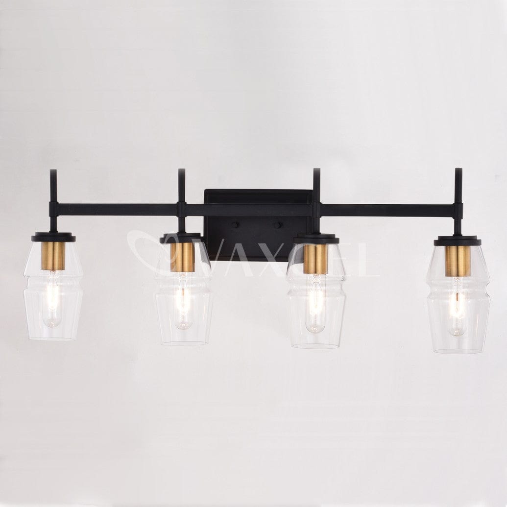 Warren 4 Light Vanity Light Matte Black and Brushed Brass