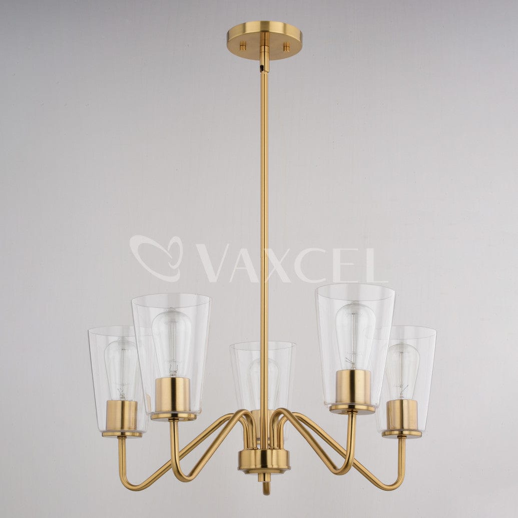 Beverly 23-in 5 Light Chandelier Muted Brass