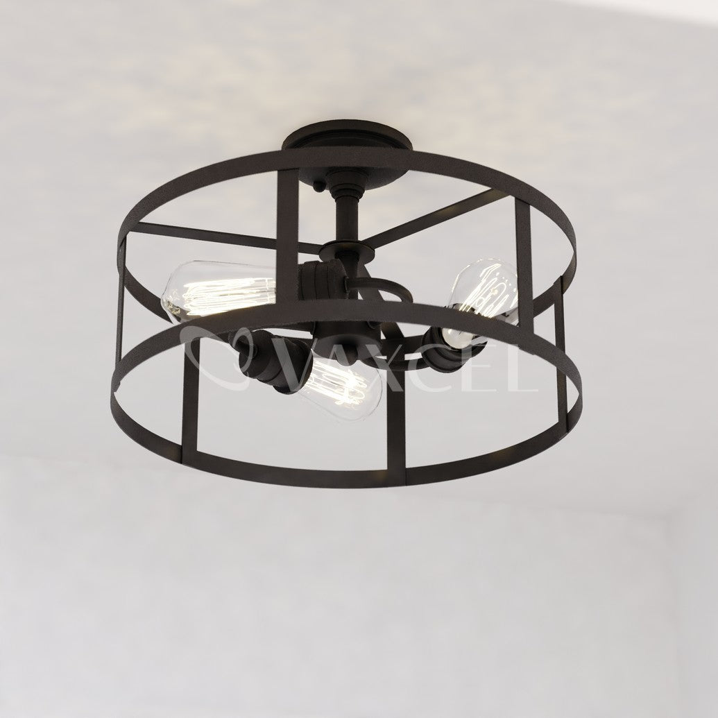 Akron 15-in. 3 Light Semi-Flush Mount Oil Rubbed Bronze