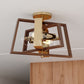 Dunning 16-in. 2 Light Semi-Flush Mount Natural Brass and Burnished Chestnut