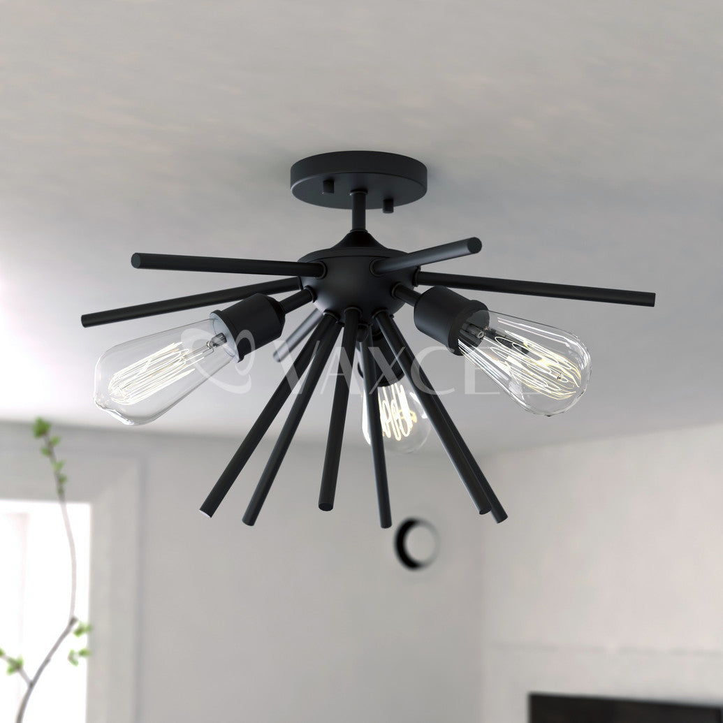 Estelle 17 in. 3 Light Semi Flush Mount Matte Black